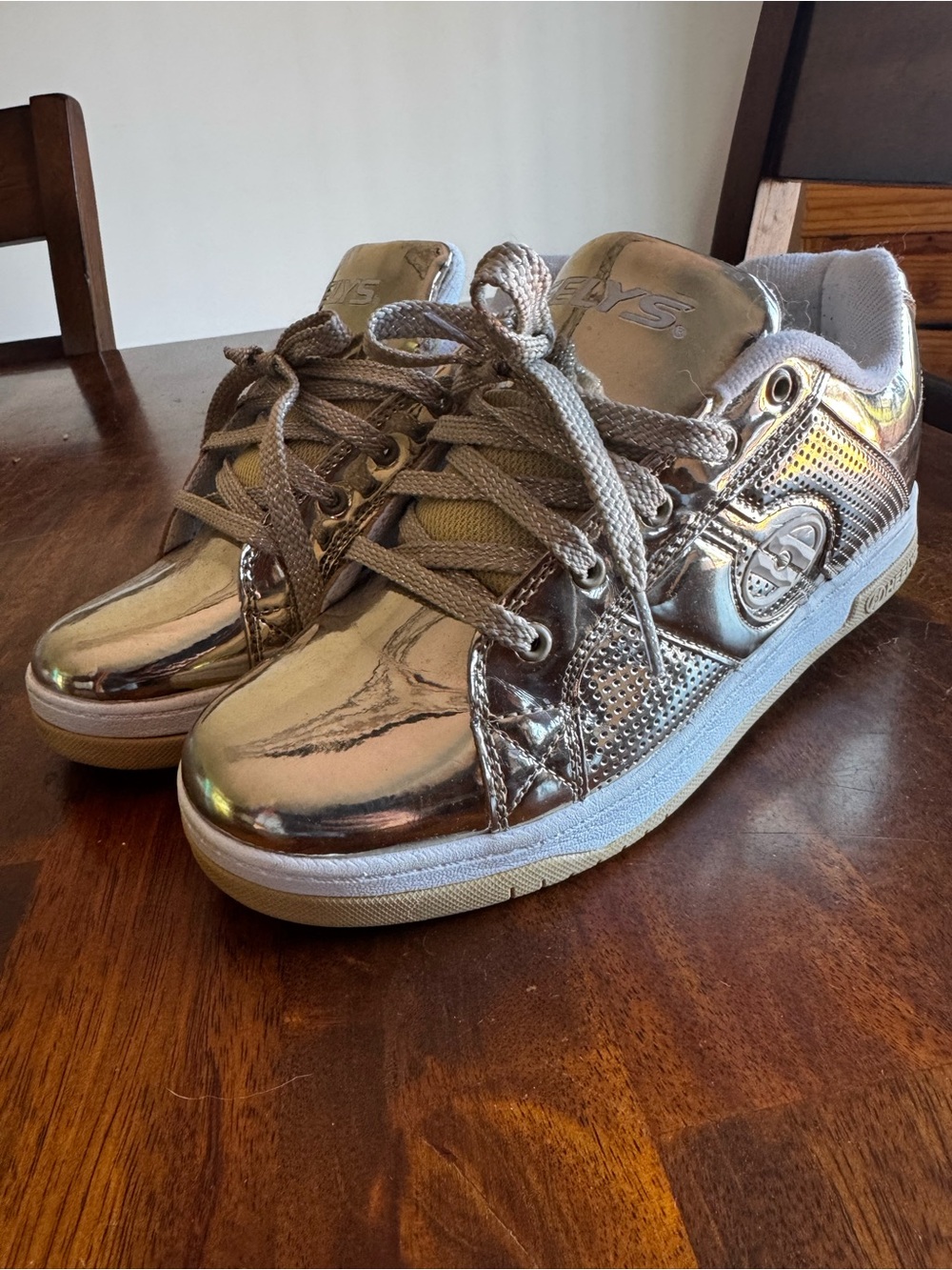 Gold Metallic Sneakers with Lace-Up Comfort by Heelys
